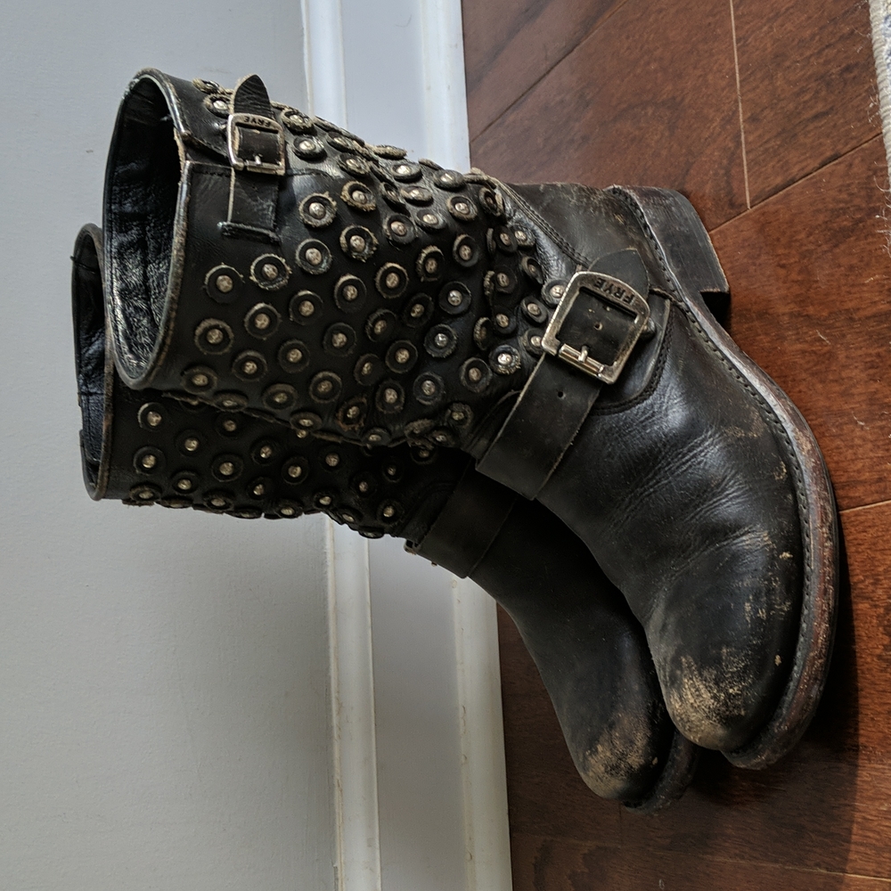 Jenna Disc Leather Frye Boots sz 6.5